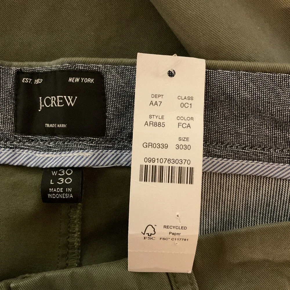 J. Crew Men's Slim-Fit Stretch Chino Classic Casual Flat Front Pants Sz  W30 L30